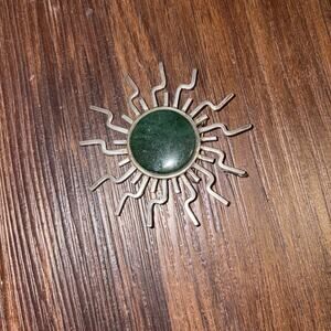 Vintage Toño Taxco Sterling Silver Mexico Modernist Tigers Eye Pendant Brooch